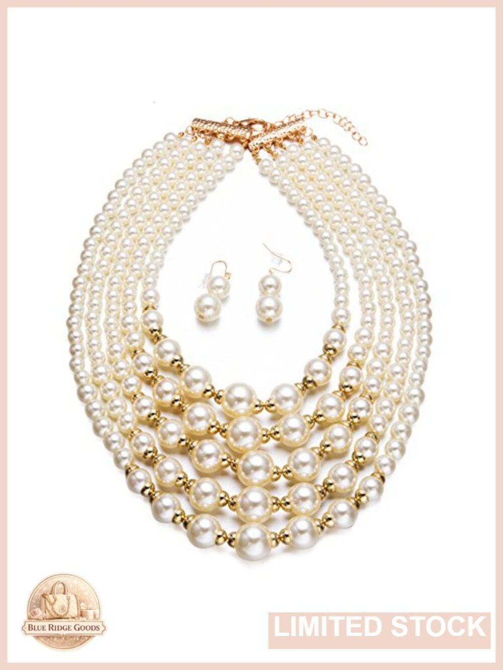 Faux Pearl Necklace & Earring Set Elegant Formal Jewelry Gift